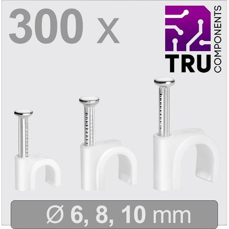 TRU COMPONENTS T24CA126 Chiodino fissacavo TC-13448456 Intervallo Ø fascio 3 fino a 10 mm Bianco 300 pz.