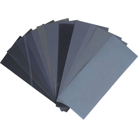 Lot de 14 papiers de verre imperméables grain 120 à 3000, kit de polissage et ponçage à sec ou humide (1/5)