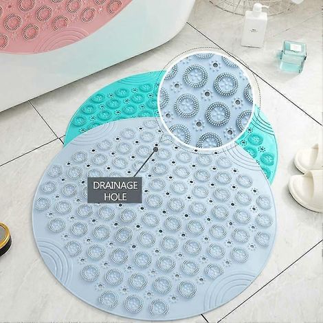 Tapis de douche rond en PVC antidérapant avec ventouses, lavable en machine, 55 x 55 cm, vert. (1/5)