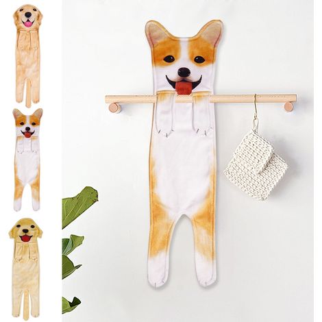 Serviette Chien - Microfibre Absorbante - Pour Cuisine Salle De Bain - Accroche Intégrée - 1 Pièce (1/5)