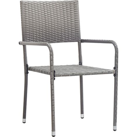Maison Exclusive - 3-tlg. Garten-Essgruppe Poly Rattan Grau