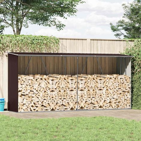 Teenpull – Brennholzlager Verzinkter Stahl 330x84x152 cm Braun (1/5)