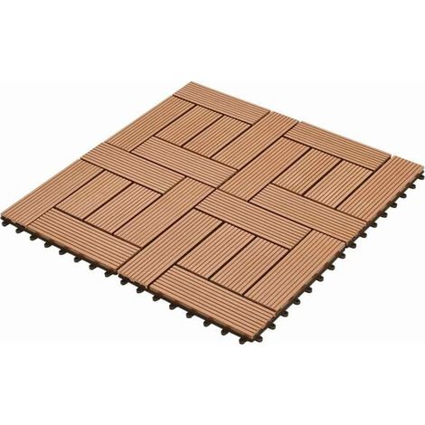 Lot de 22 dalles de terrasse marron en WPC de 30 x 30 cm (1/5)
