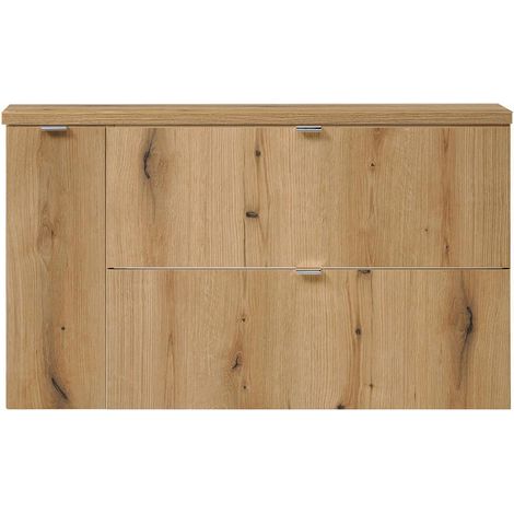 Waschtischunterschrank Skelbolu 100x60x40 cm Eicheoptik [en.casa]