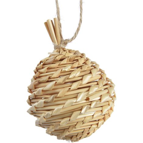 Pallina Di Natale Paglietta Per Decorazioni Natalizie Colore Naturale L 13Cm X Ø 10Cm