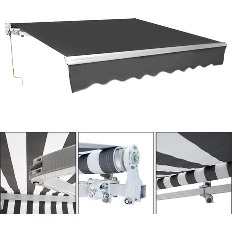 Hengda Tenda da sole retrattile per balconi con tessuto resistente ai raggi UV e all'acqua angolo regolabile 0-30° 300x250cm Grigio (1/5)