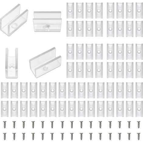 Lot de 100 supports de montage pour guirlande lumineuse néon - Accessoires pour bande lumineuse LED de 6 x 12 mm - 100 vis - 100 clips (1/5)