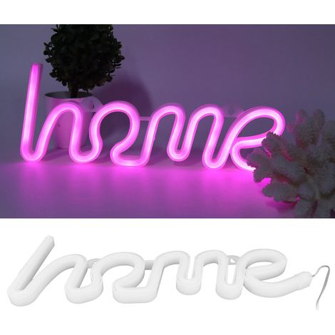 Lampe murale néon LED motif HOME unique, idéale pour une demande en mariage, un mariage, une fête ou un bar (rose) (1/5)
