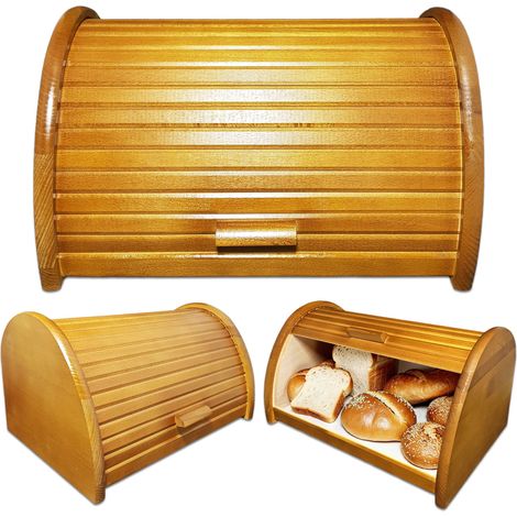 Panera de madera, contenedor de pan, pan grande, marrón claro (1/5)