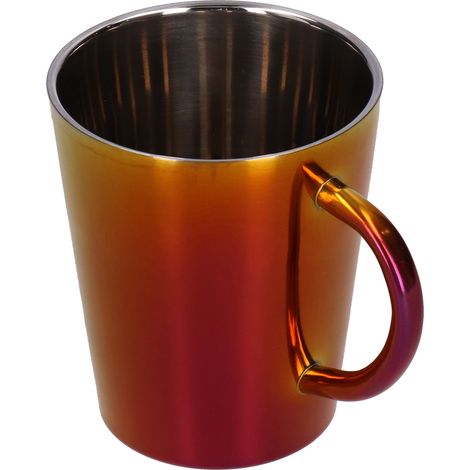 300 ml doppelwandiger Wasserbecher mit Henkel, isolierter Edelstahl-Kaffeebecher für Zuhause (Red) (1/5)