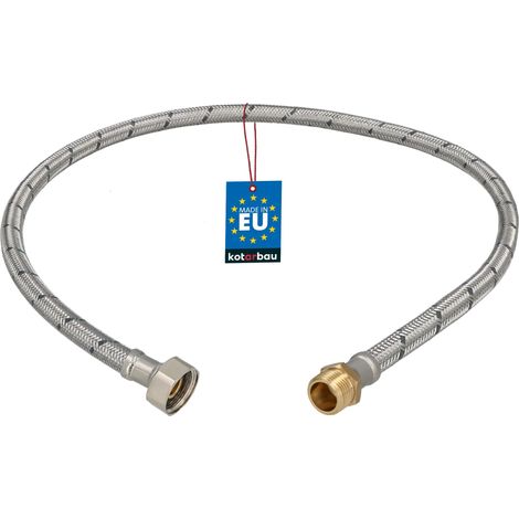KOTARBAU® Flexible Robinet 1/2" x 3/8" - Flexible Eau - Tuyau Robinet 90 cm - Mâle x Femelle - Rallonge Robinet Cuisine Flexible - Acier Inoxydable - Tuyau Flexible Plomberie (1/4)