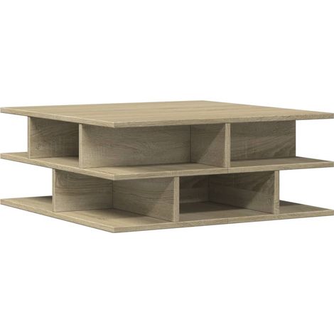 Tavolino con ripiani design moderno 70 x 70 x 29 cm in legno ingegnerizzato color rovere DEC038990