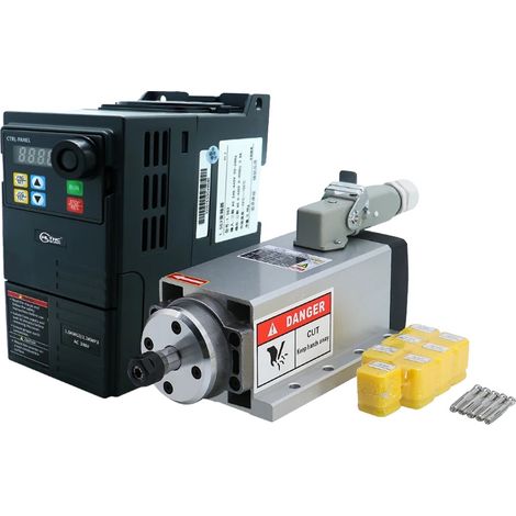 CNC-Spindelbausatz mit Luftkühlung, luftgekühltes Design, inklusive Präzisions-Frequenzumrichter, 1,5 kW ER11, 220 V (1/2)