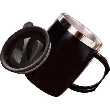 Authentischer Snoopy-Kaffeebecher, Edelstahl 304, mit Deckel, 420 ml, schwarz, geeignet fürs Büro, Teezubereitung, kreatives Design (1/5)