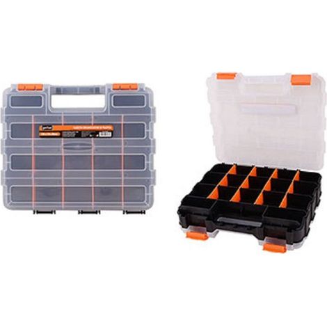TRADE SHOP - Cassetta Portautensili 34 Scomparti Doppio Lato Scomparti Regolabili Attrezzi -