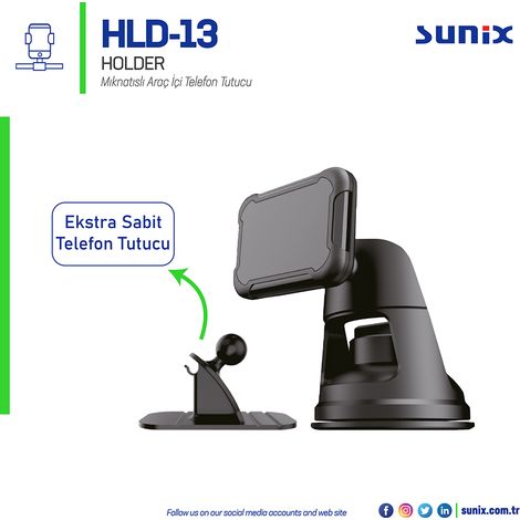 Sunix Autohalter Handy-Halterung Magnetisch für Armaturenbrett Windschutzscheibe schwarz (1/3)