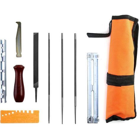 Kit affutage chaine tronçonneuse , Avec Limes rondes de 5/32 (4 mm) / 3/16 (4,8 mm) / 7/32 (5,5 mm), Affuteuse de Tronçonneuse Professionnel 10 Pièces (1/5)
