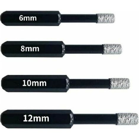 Professionelle Diamantbohrer für Fliesen, Keramik, Glas und Stein - 4-teiliges Set mit Diamantbohrern (6mm, 8mm, 10mm, 12mm) - Lochsägen für Feinsteinzeug und Dachziegel (1/5)