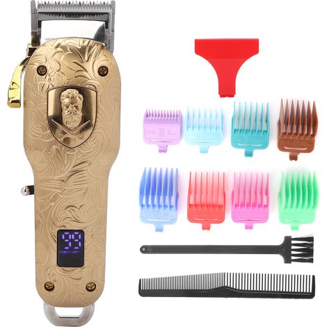 Tondeuse à cheveux électrique avec écran LCD, tondeuse à cheveux sans fil, couleur or. (1/5)