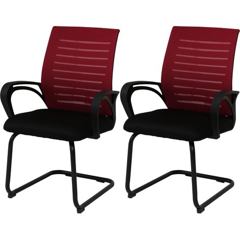 Lot de 2 chaises de salle à manger HWC-K51, chaises avec accoudoirs, tissu (250 g/m2) MVG - rouge, s (1/5)
