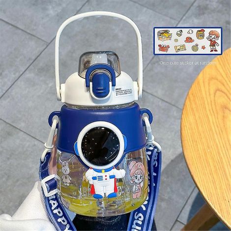 Isolierter Plastikbecher mit Strohhalm für Kinder, Astronauten-Design, niedlicher 1200-ml-Reisebecher, Sport-Trinkflasche für Damen, ideal für Outdoor-Aktivitäten.