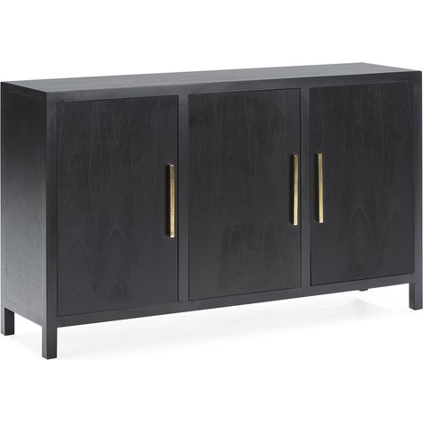 Aparador 150X40X90 Madera Negro/Metal Dorado (1/3)