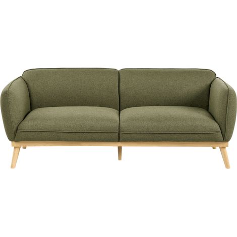 3 Seater Sofa Olive Green Fabric Easy Clean Wooden Tapered Legs Couch for Two Loveseat LJUNG