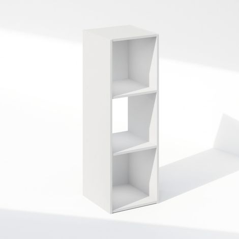 Étagère, Bibliothèque À 3 Cubes, Rangement Intégré, 29,7 X 30,7 X 90 Cm, Idéale pour Le Salon, La Chambre Ou Le Bureau, Blanche (1/5)