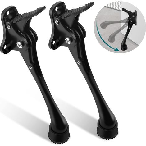 Lot de 2 butées de porte à pédale de 18 cm de long pour portes intérieures et extérieures, noires (1/5)