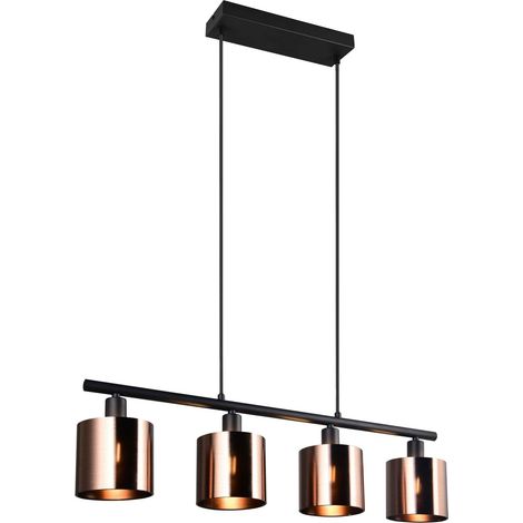 Lampada a sospensione 4 luci, metallo, nero e bronzo, L 75 cm, Jason (1/5)