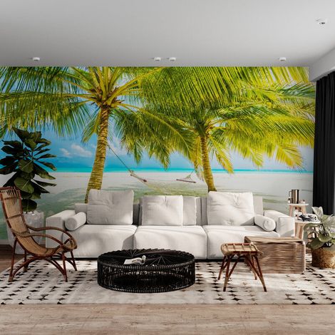 Papier Peint Tropical - Plage et Palmiers - 150 x 250 cm (1/2)
