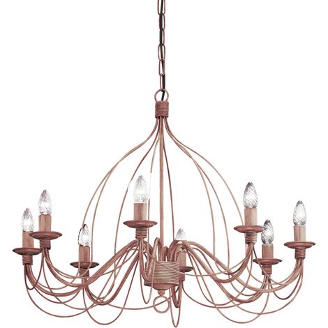 Lampadario Shabby Chic-Provenzale Corte Metallo Corten 8 Luci E14 (1/2)