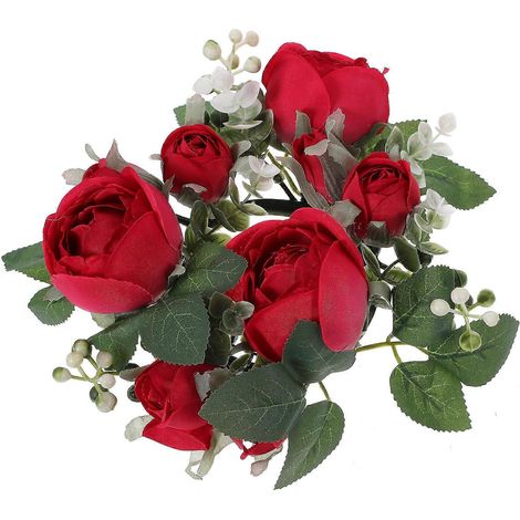 Lot de 4 anneaux de bougies en forme de rose artificielle pour décoration de table de fête (1/5)