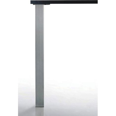 Pied de table quadra 80 x 80 mm - Décor : Aspect inox brossé - Hauteur : 870 mm - CAMAR