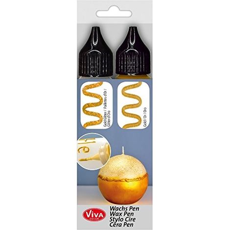 CIRE PEN LOT DE 2 - OR &-GLITTER - VIVA DECOR GMBH 800179001