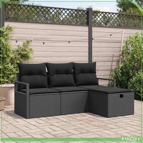Ensemble de canapé de jardin - FAFEICY - Modulaire - Poly rotin & acier - Coussins d'extérieur - Rangement caché (1/5)