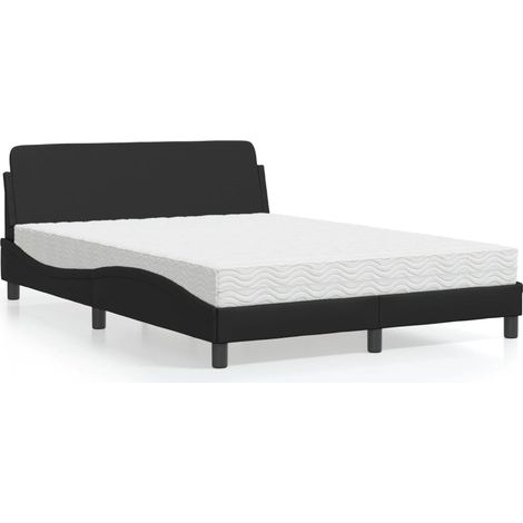 Bett mit Matratze "Dover" Schwarz 140x200 cm Kunstleder