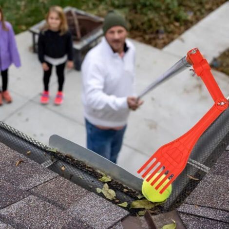 Outil de Nettoyage pour Caniveau Mini Râteau Rotatif Manche Facile à Utiliser pour Jardin Élimination Simple des Feuilles-KZQ (1/5)