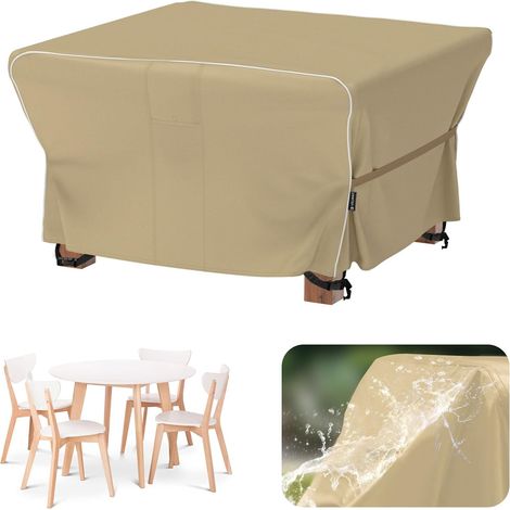 Velway Housse Protection Meubles Jardin 125x125x74cm - Tissu Oxford Imperméable Anti-UV - Kaki (1/5)