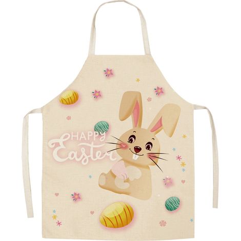 Tablier De Cuisine - Polyester Imprimé Thème Pâques - Pour Adulte - Usage Multifonctionnel En Intérieur Et En Extérieur - 65 x 75 cm - 1 Pièce (1/5)