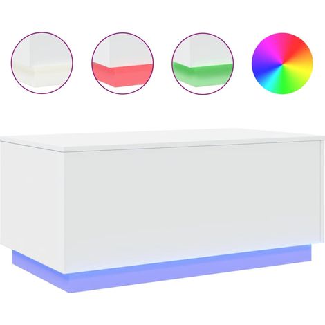 Maison Exclusive - Couchtisch mit LED-Leuchten Weiß 90x50x40 cm