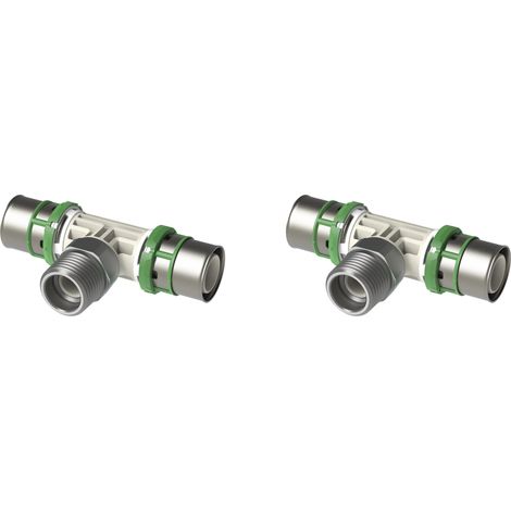 COMAP Té mâle à visser synthétique à sertir pour tubes multicouche - 32x3 - 3/4 - 32x3 - Vendus par 2 - Raccords MultiSkin - 9132GW323432 (1/3)