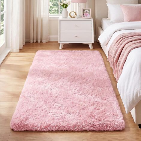 Tapis Shaggy Tapis Salon Chambre Couloir Antidérapant 60x100cm Rose (1/5)