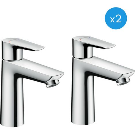 Hansgrohe 2er-Set Talis E Einhebel-Waschtischmischer 110 mit Push-Open Ablaufgarnitur, Chrom (71711000-DUO)