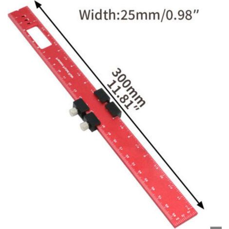 Règle À Tracer - 300 Mm - Alliage D'aluminium - Butée Coulissante - Pour Travail Du Bois - 1 Pièce (1/4)