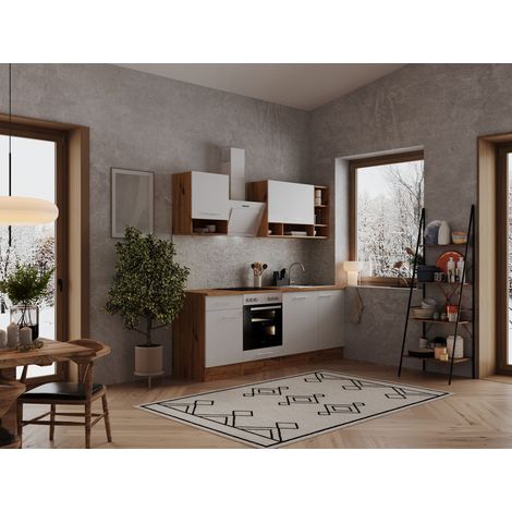 Cucina blocco cucina blocco cucina cucina componibile rovere bianco Hilde 220 cm Respecta