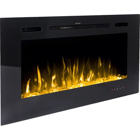 Cheminée électrique CALBUCO - Murale ou encastrable - L101,6 x P14 x H54,4 cm - Noire (1/5)