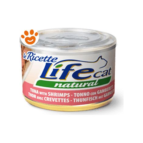 Life Gatto, Ricette in Lattina 150gr Tonno Gamberetti (1/2)