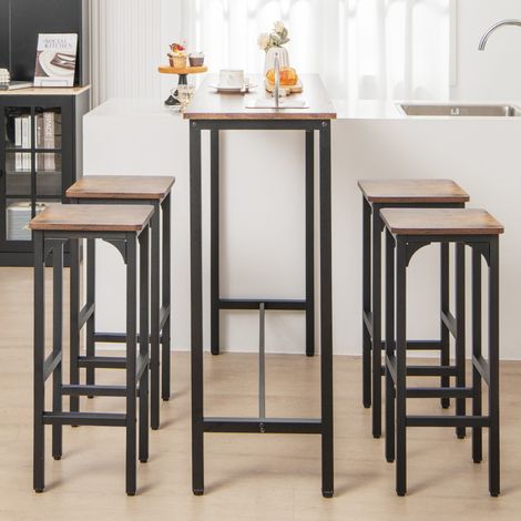 2 Tabourets de Bar Industriels Cadre en Métal 30 x 30 x 71,5 CM pour Cuisine Café Bistro Térrasse-Marron Rustique Maison Chic (1/4)
