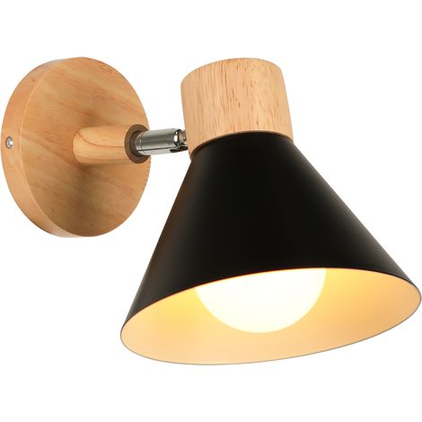 Apliques Retro Interior Lámpara De Pared Metal E27 Lámpara De Pared Vintage Para Salón Dormitorio Baño (Negro)
